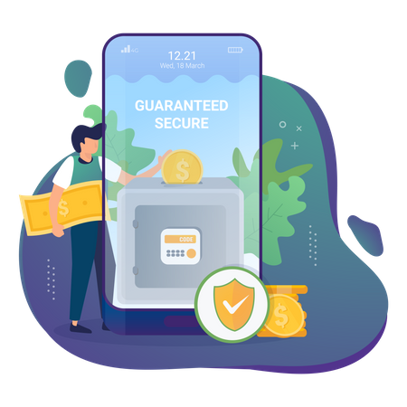 Secure money transfer  Illustration