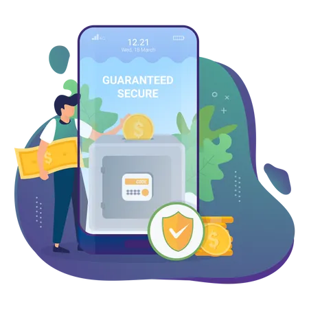 Secure money transfer  Illustration