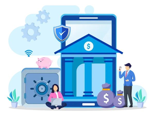 Secure Online Banking  Illustration