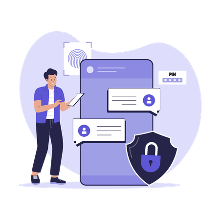 Secure Online Messaging with Encryption and User Authentication  Illustration