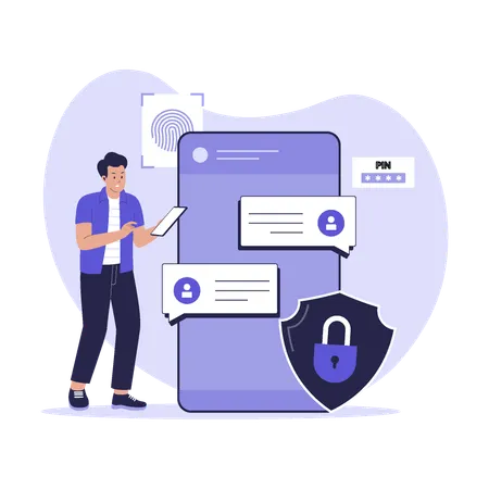 Secure Online Messaging with Encryption and User Authentication  Illustration
