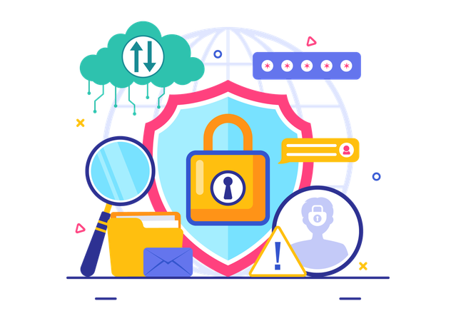 Secure password lock for data protection  Illustration