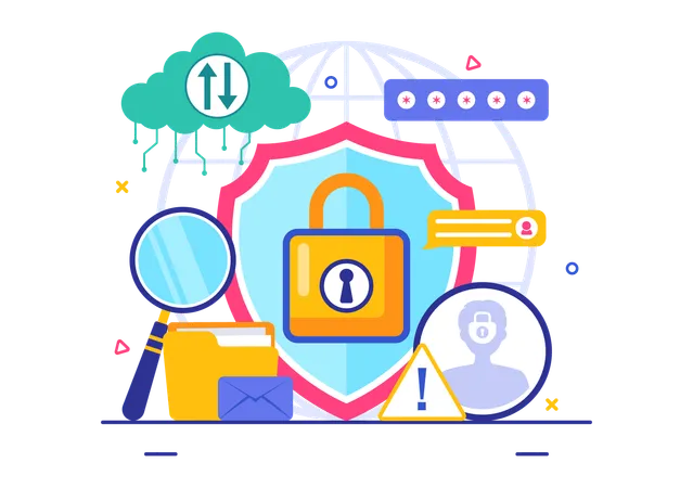 Secure password lock for data protection  Illustration