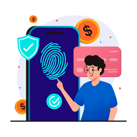 Secure payment using fingerprint  Illustration