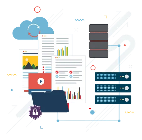 Secure server data  Illustration