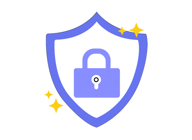 Secure Shield with Lock and Sparkles  Illustration