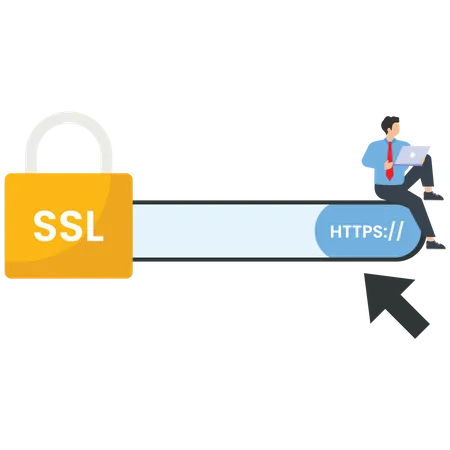 Secure sockets layer as safe network data links  イラスト