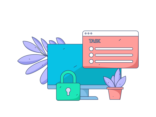 Secure task on website  イラスト
