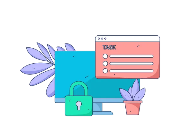 Secure task on website  イラスト