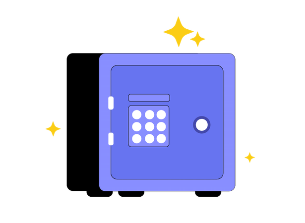 キーパッドロック付きの安全な金庫  イラスト