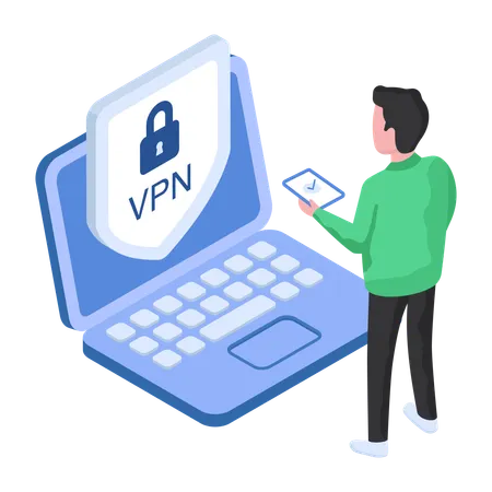 A Flat Design Illustration Of Secure VPN Illustration