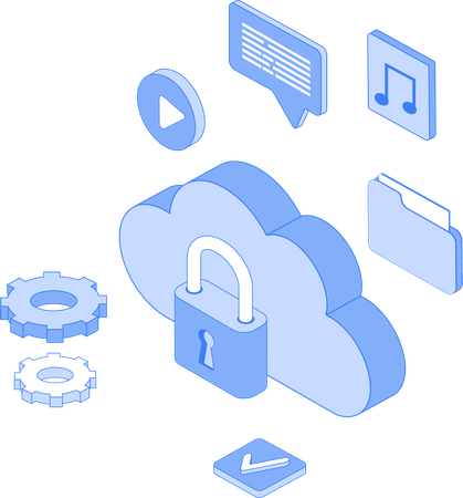 Secured cloud server  Illustration
