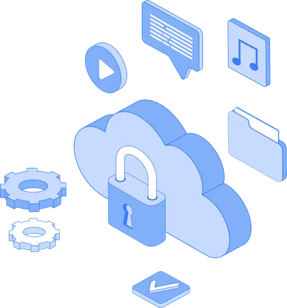 Secured cloud server  Illustration