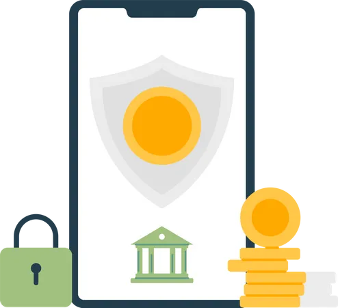 Secured money in online banking  Illustration