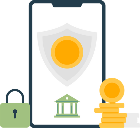 Secured money in online banking  Illustration