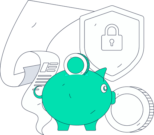 Secured money saving  Illustration