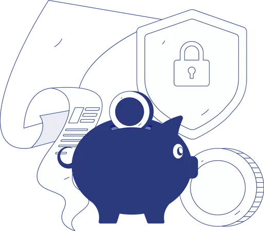 Secured money saving  Illustration