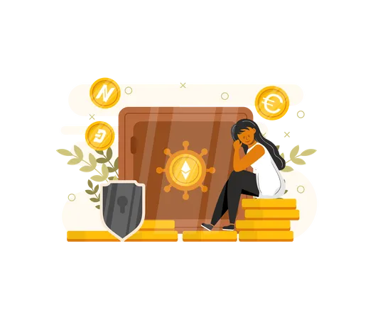 Securing cryptocurrency  イラスト