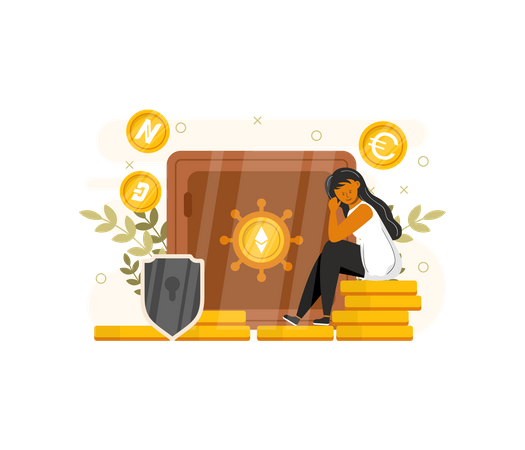 Securing cryptocurrency  Illustration