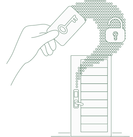 Sécurité de verrouillage sans clé à la maison via NFC  Illustration