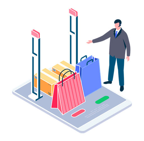 Security Check at shopping mall Illustration