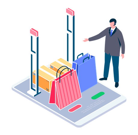 Security Check at shopping mall  Illustration