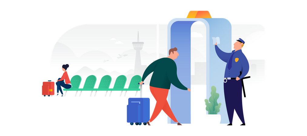 Security Check In Airport Illustration
