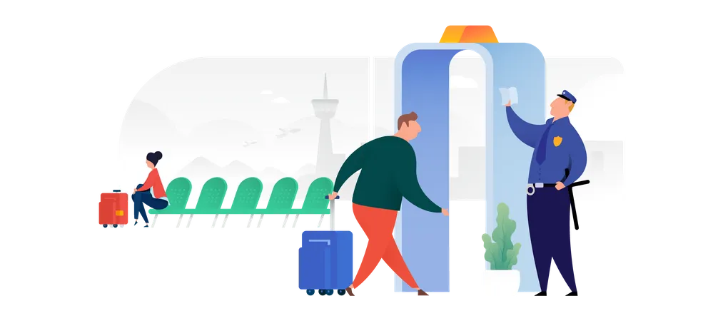 Security Check In Airport Illustration