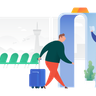 illustrations for security check in airpot
