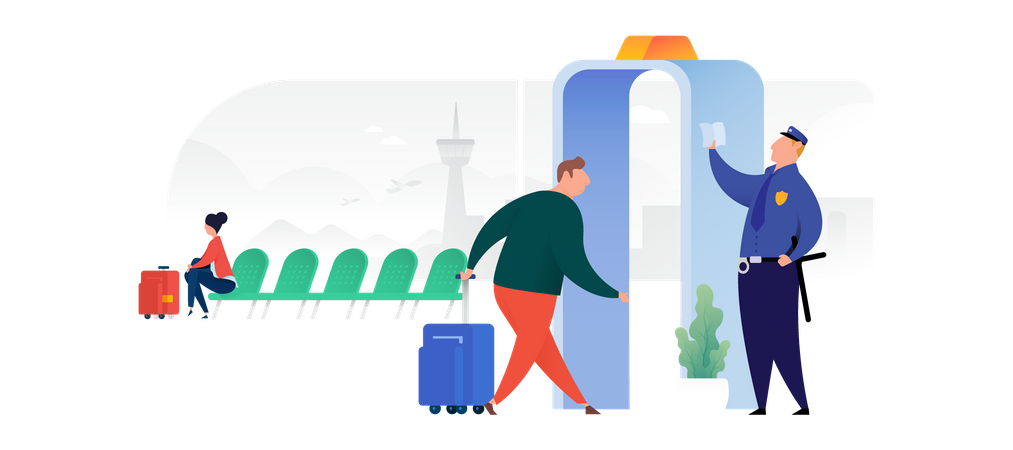 Security Check In Airport  Illustration