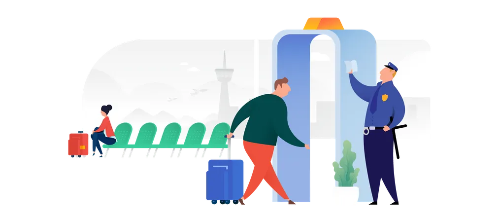 Security Check In Airport  Illustration