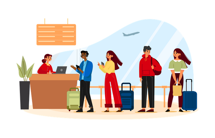 Security Check In Airport Illustration