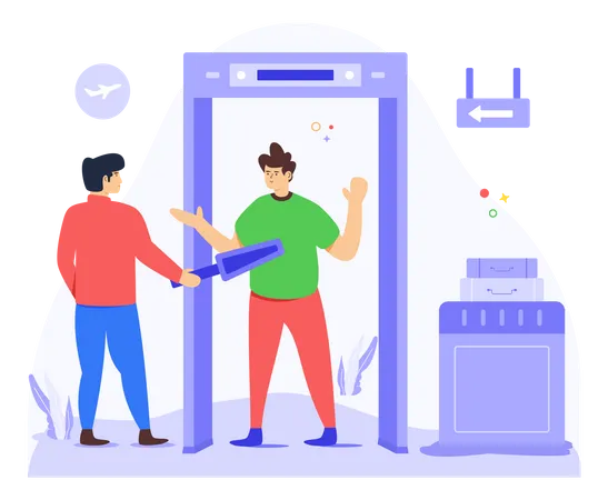 Security Checkpoint For Person Checking Flat Illustration Illustration