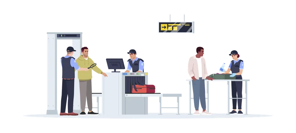 Security checkup of passenger before flight  Illustration
