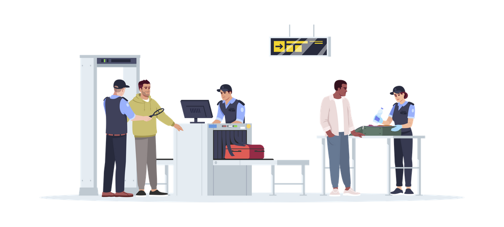 Security checkup of passenger before flight  Illustration