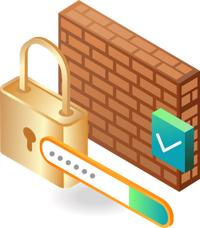 Security firewall protected with password Illustration
