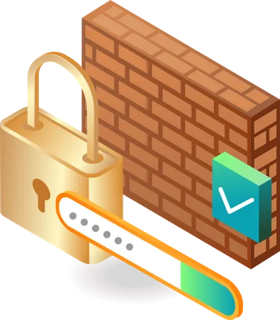 Security firewall protected with password Illustration
