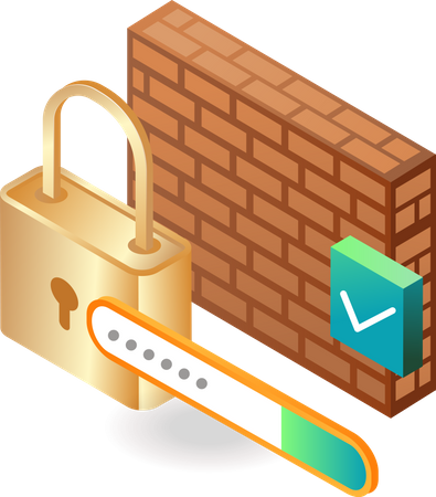 Security firewall protected with password  Illustration