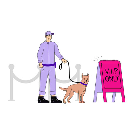 Security guard near vip sign board  Illustration
