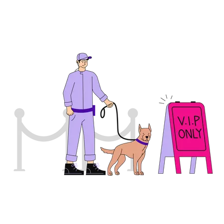 Security guard near vip sign board  Illustration