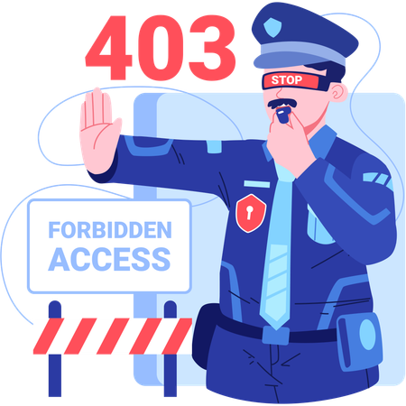 Security guard with Error 403  Illustration