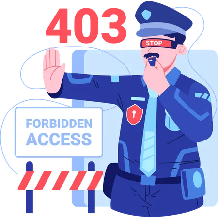 Security guard with Error 403  Illustration