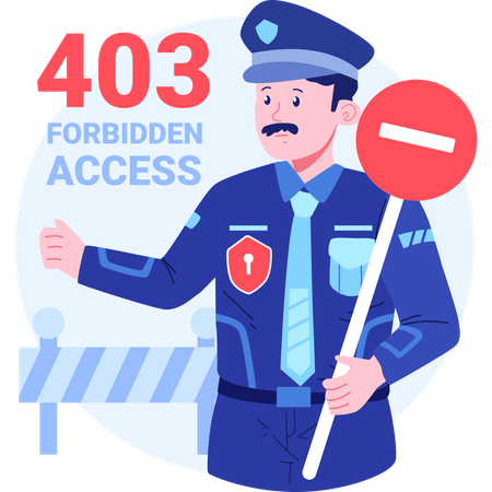 Security guard with Error 403 Forbidden Access  Illustration