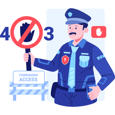 Security man with Error 403  Illustration