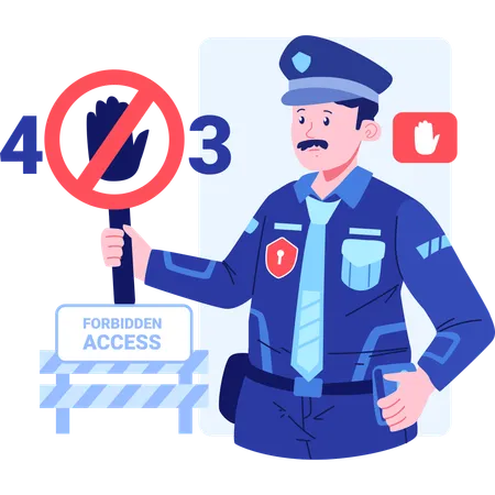 Security man with Error 403  Illustration