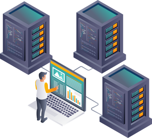 技術サーバーメンテナンスにおけるセキュリティ管理  イラスト