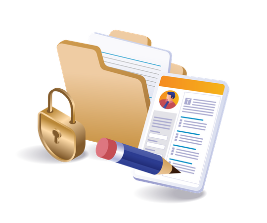Security of a personal data in a file folder Illustration