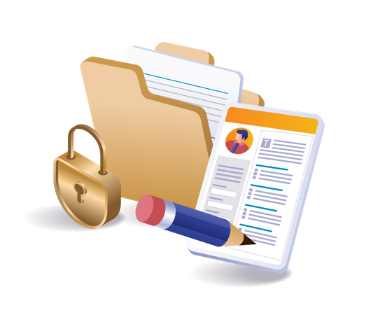 Security of a personal data in a file folder  Illustration