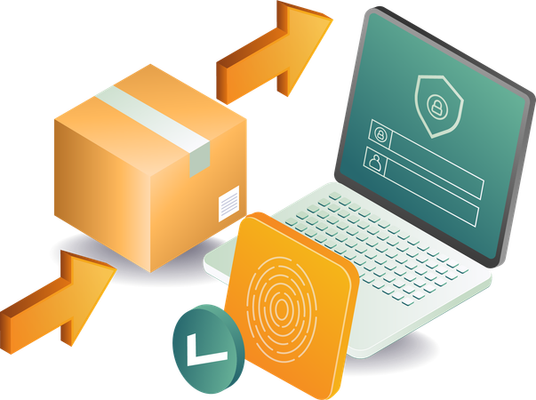 Security of goods delivery package data  Illustration