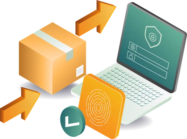 Security of goods delivery package data  Illustration